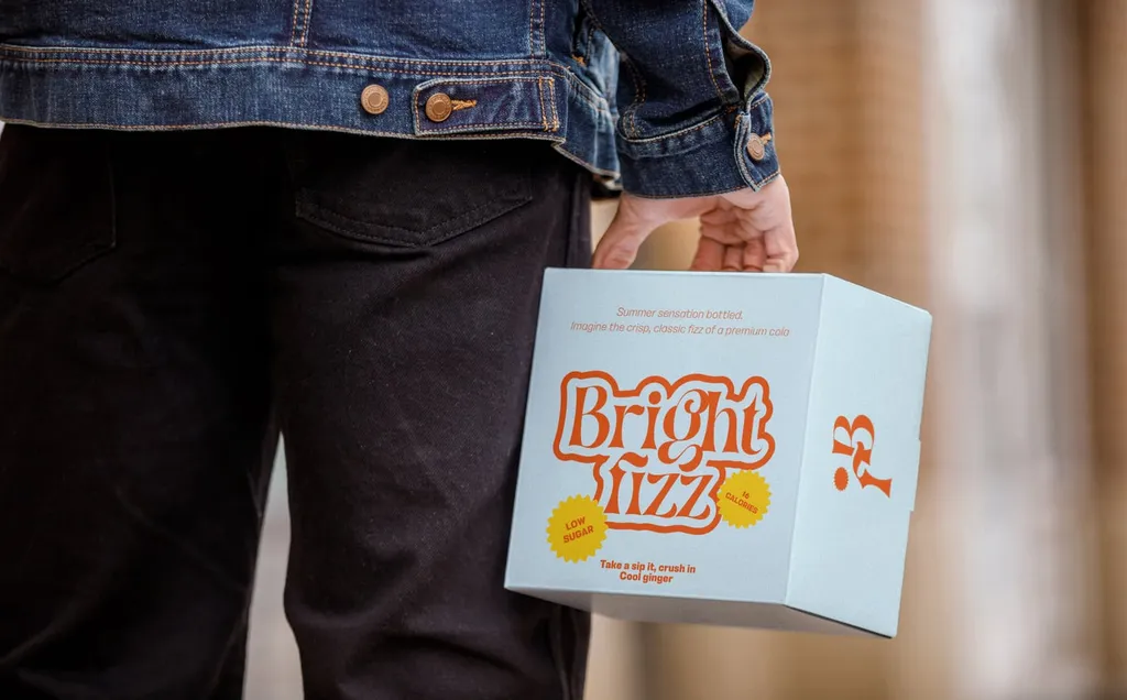 Man carrying a Bright Fizz box