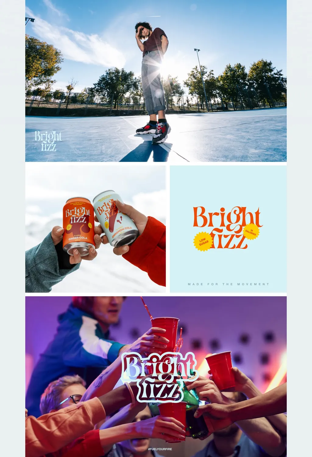 Bright Fizz website: lifestyle photography of the cans in use