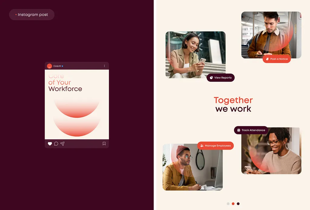 core.hr Instagram post templates: “Together we work”