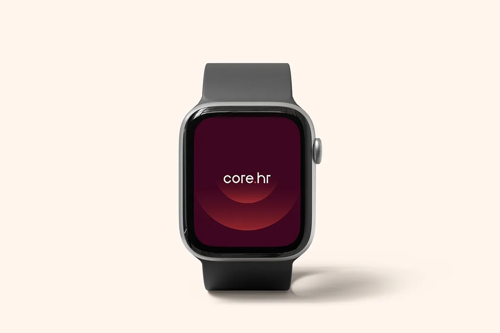 Smartwatch showing the core.hr logo