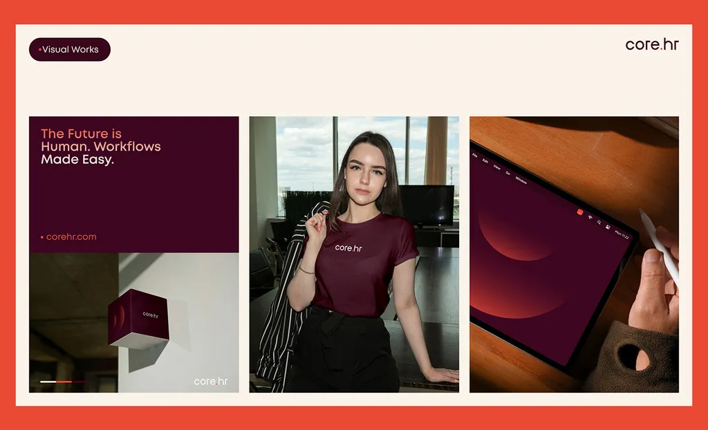 core.hr visual works: “The future is human. Workflows made easy.”
