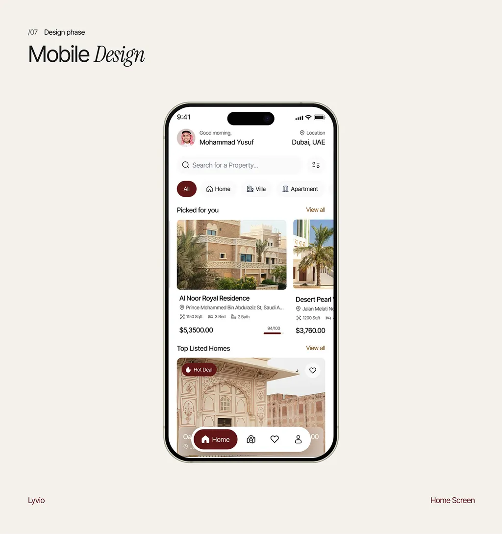 Lyvio mobile home screen design