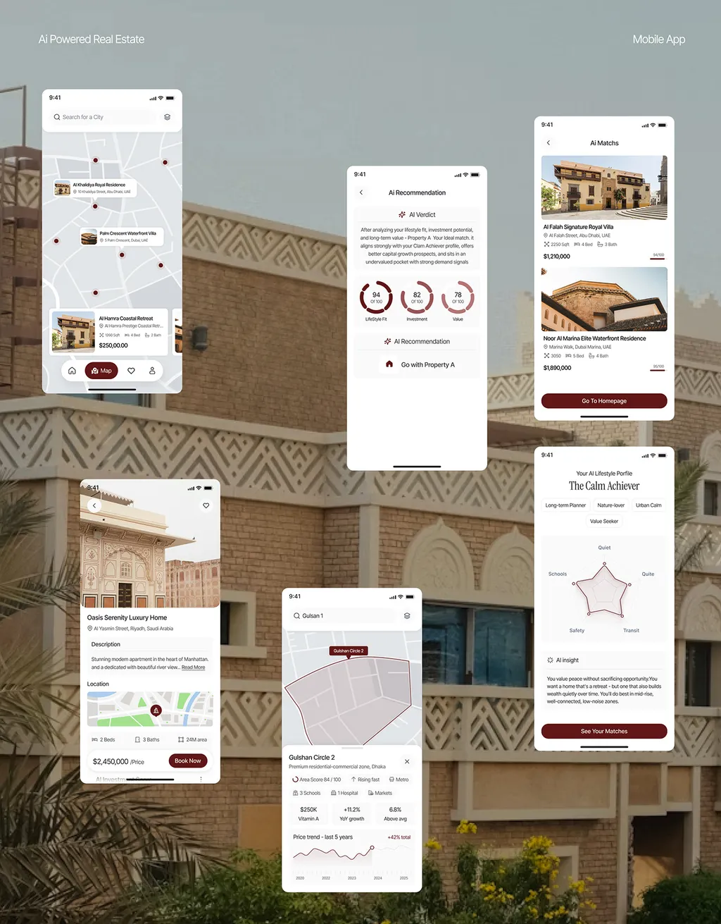 Lyvio app screens floating in front of a traditional building