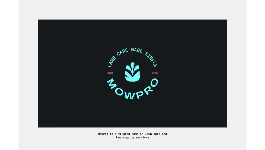 MowPro badge with “Lawn care made simple” around the leaf mark, on dark green