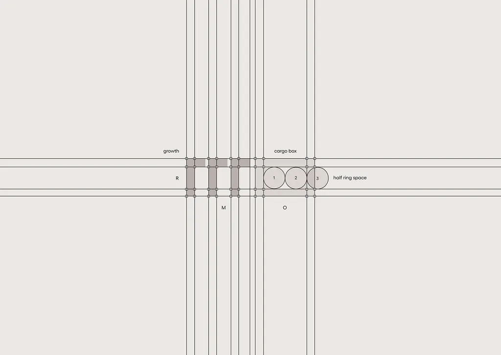 ROMO monogram on its construction grid