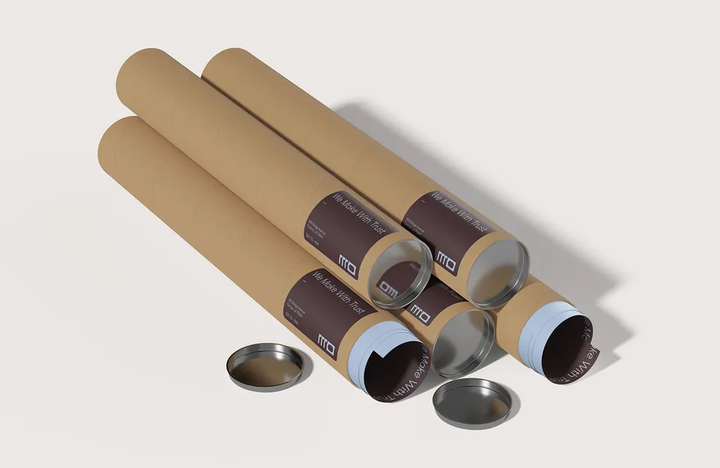 Kraft shipping tubes with ROMO labels