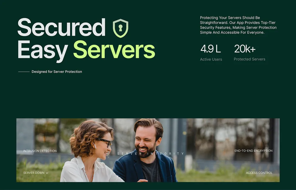 Secuara website section: “Secured, Easy Servers”