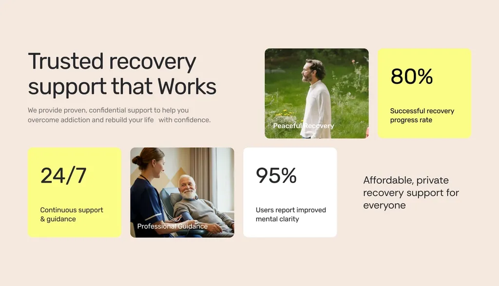 Sovia website section “Trusted recovery support that works” with recovery stats