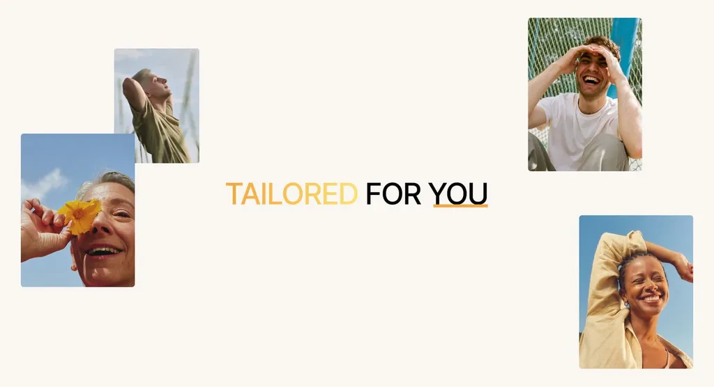 “Tailored for you” layout with smiling portraits