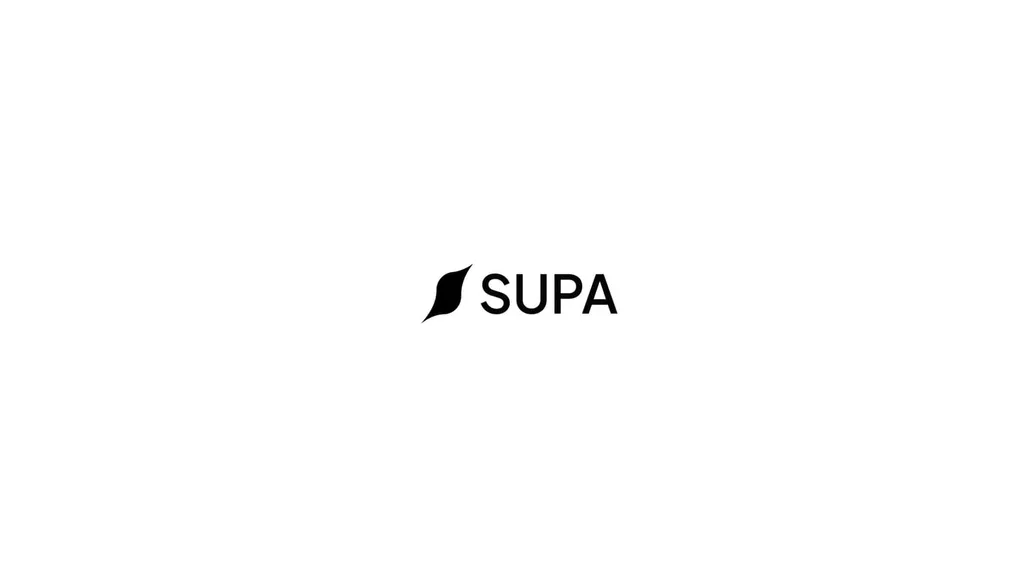 SUPA symbol and wordmark in black on white
